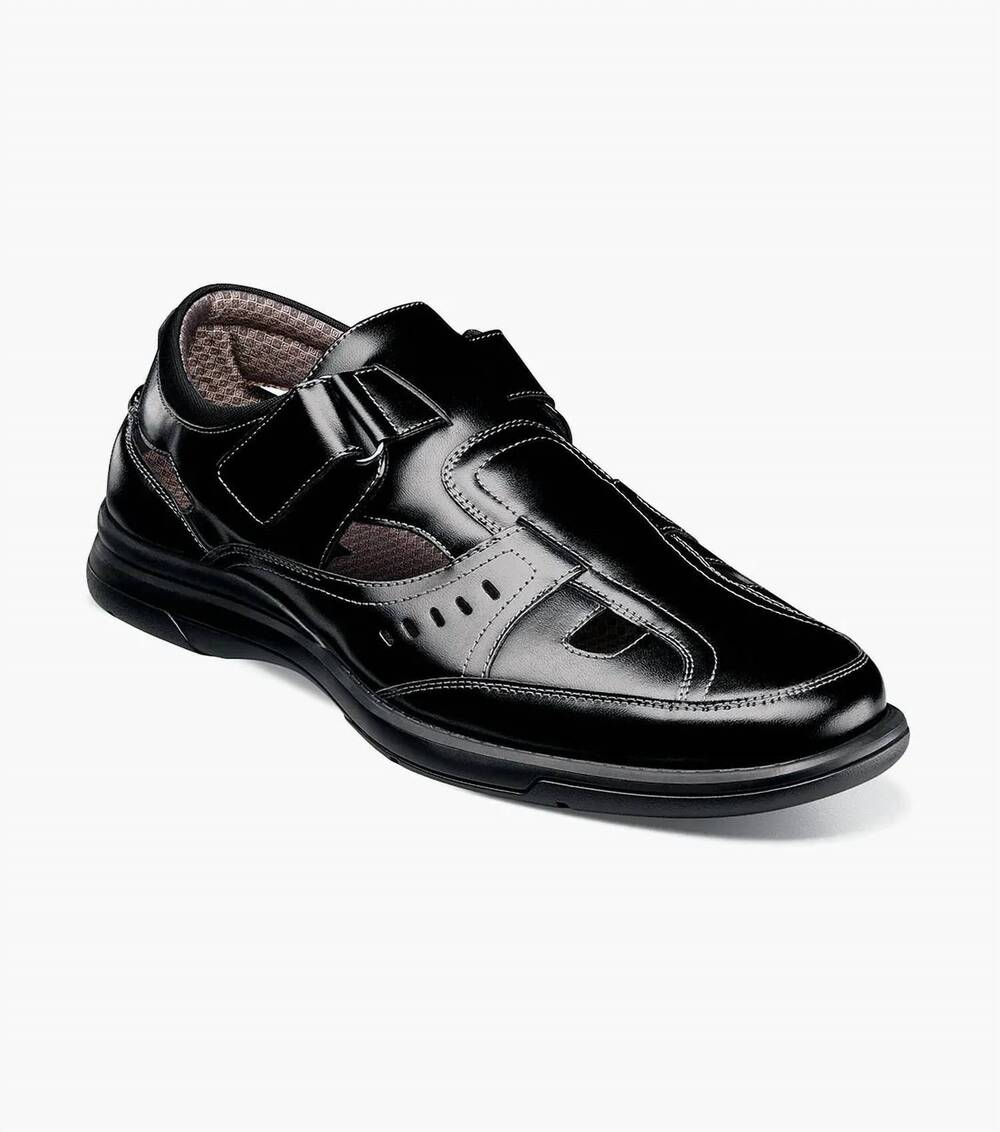 NEW STACY ADAMS men's scully sandal in black smooth